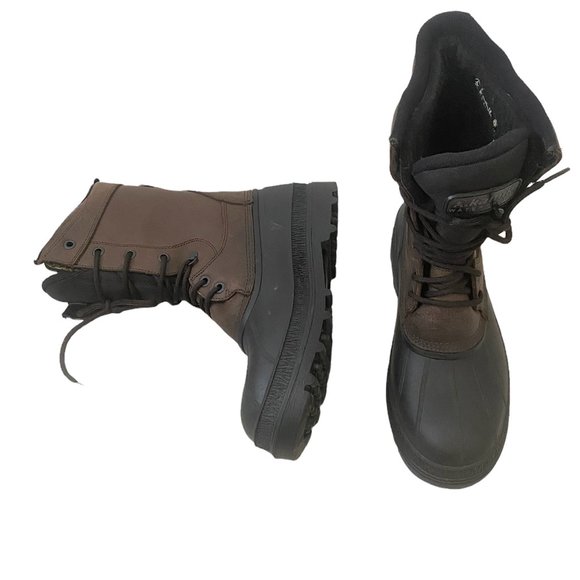 Kamik Mens Assurance Winter Boots Size 9 Black Brown Insulated Waterproof